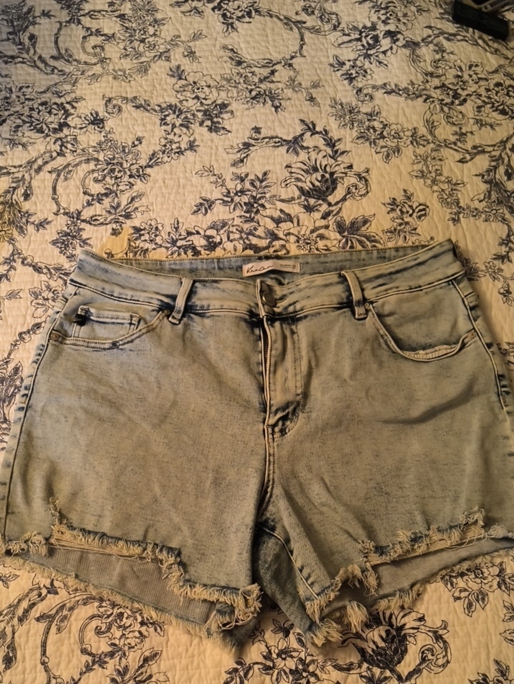 KanCan Light Blue Distressed Frayed Hem Denim Shorts